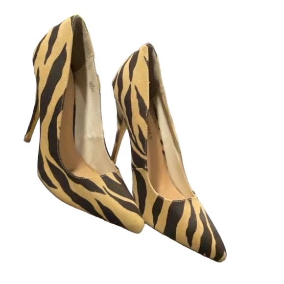 Boston Proper Zebra Print Fabric Upper Pumps Shoes - size 9.5 - Picture 4 of 16